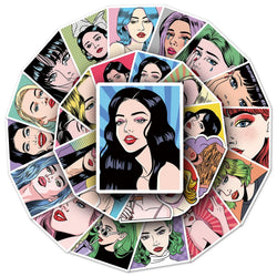 50Pcs Cute Comic Girls Waterproof Vinyl Stickers for Skateboard Snowboard (ONLINE ORDER ONLY)