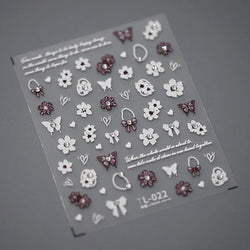 Butterfly Rose Laser Jelly Hot Stamping Lace Letter Flower Love Heart Bowknot 5D Self Adhesive Nail Art Stickers Manicure Decals (ONLINE ORDER ONLY)