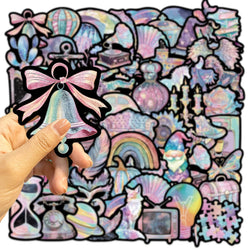 60PCS Colorful Shoes Shells Schoolbags Aesthetics Sticker Waterproof Cartoon Sticker For Desk Refrigerator Computer Phone (Online Order Only)