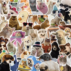 50PCS INS Animal PET Sticker Aesthetic Children's Decoration Scrapbooking Stationery DIY Hand Accounting Supplies for Kids (ONLINE ORDER ONLY)