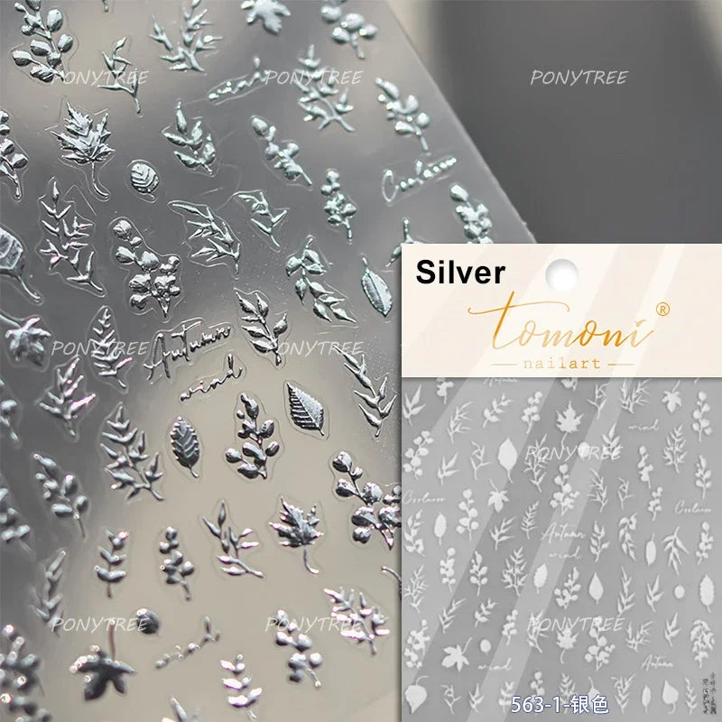Embroidered Butterfly Flower Colourful Gradient Morning Glory Leaves Self Adhesive Nail Art Stickers Rhinestone Manicure Decals (ONLINE ORDER ONLY)
