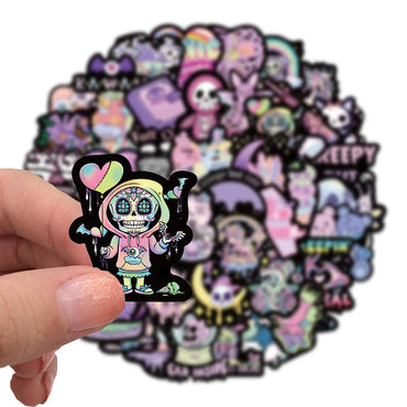 10/30/56PCS Cute Cartoon Halloween Gothic Horror Stickers Decals Skull Decals Decoration For Suitcase Notebook Laptop Fridge Car (ONLINE ORDER ONLY)