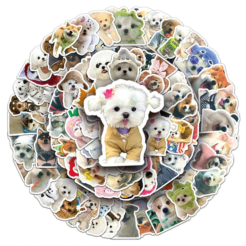 100Pcs Cute Kawaii Dog Waterproof Vinyl Stickers for Skateboard Snowboard (ONLINE ORDER ONLY)