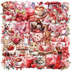 50PCS Kawaii Red Love PET Sticker Aesthetic Decoration Scrapbooking Stationery DIY Hand Accounting Supplies for Kids (ONLINE ORDER ONLY)