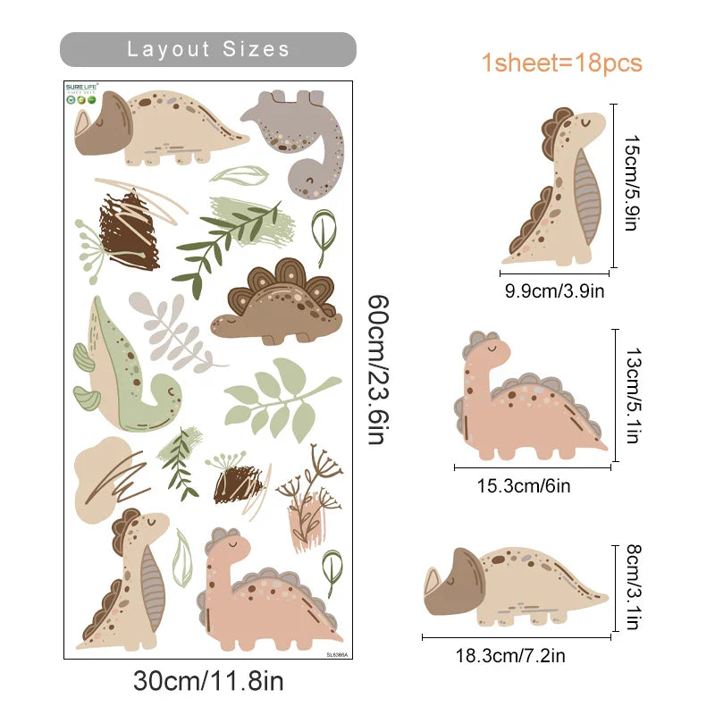 Boho Dinosaur Watercolor Nursery Wall Decals Kids Room Decor Stickers (Online Order Only)