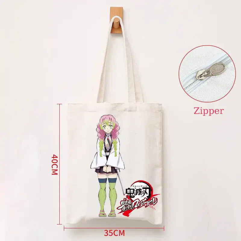 Demon Slayer Canvas Bag: Nezuko & Tanjiro Zipper Tote (ONLINE ORDER ONLY)