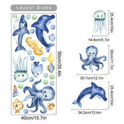 Cute Underwater Creatures Whale Sea Turtle Watercolor Vinyl Nursery Wall Decal Kids Room Decor (Online Order Only)