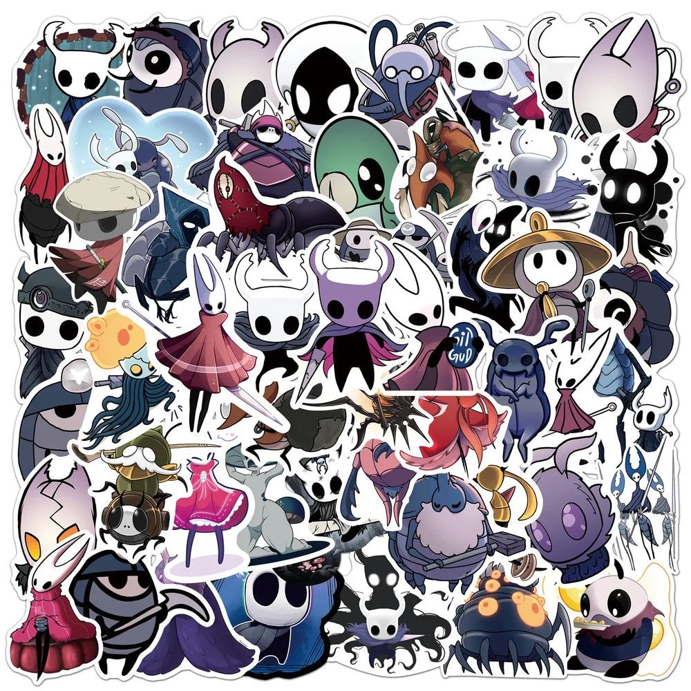 Hollow Knight Graffiti Stickers Pack - 50pcs for Helmets, Desktops, Walls, DIY Decoration Wholesale (Online Order Only)