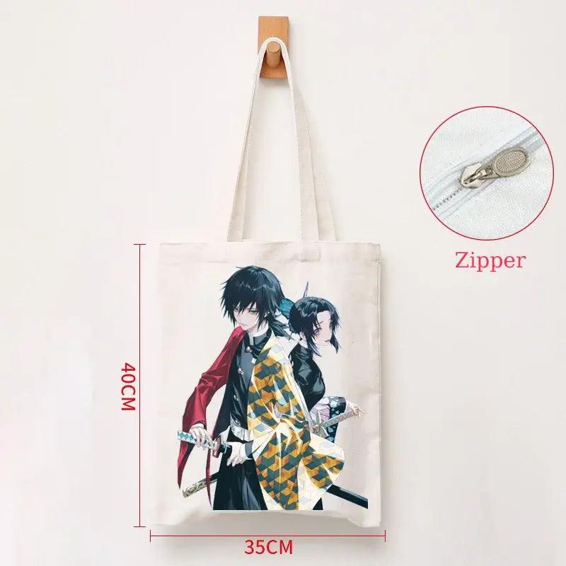 Demon Slayer Canvas Bag: Nezuko & Tanjiro Zipper Tote (ONLINE ORDER ONLY)