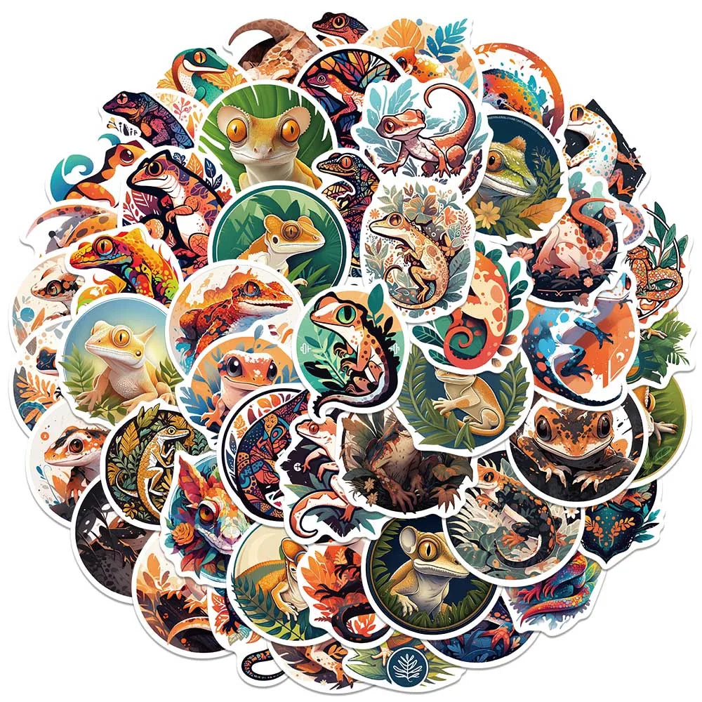 50pcs Vinyl Laptop Decals Cute Cartoon Reptile Lizard Graffiti Stickers For Luggage Water Bottle Notebook Waterproof Decals (ONLINE ORDER ONLY)