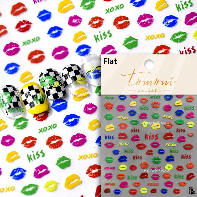 Graffiti Line Love Heart Cool Personal Hollow Out English Letter Y2k Self Adhesive Nail Art Decorations Sticker Manicure Decals (ONLINE ORDER ONLY)