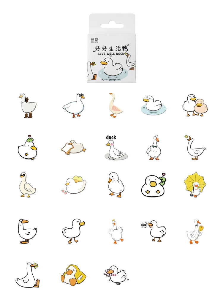 50Pcs Mixed Cartoon Duck Stickers Cute Animals Waterproof Decals to DIY Helmet Skateboard Laptop Motorcycle Cool Kids Gifts (Online Order Only)