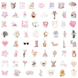 10/30/60pcs Retro Cute Coquette Pink Cartoon Stickers Decals Laptop Suitcase Scrapbook Phone Stationery Sticker for Kids Toys (ONLINE ORDER ONLY)