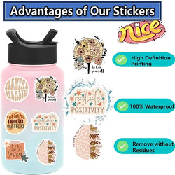 50PCS Boho Mental Health PVC Sticker Aesthetic DIY Children's Decoration Scrapbooking Stationery Hand Accounting Tool Supplies (ONLINE ORDER ONLY)