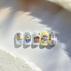 Cat House Snow Tree Window Fish Star Shiny Snowman Duck 5D Self Adhesive Nail Art Stickers Hat Apple Rhinestone Manicure Decals (ONLINE ORDER ONLY)