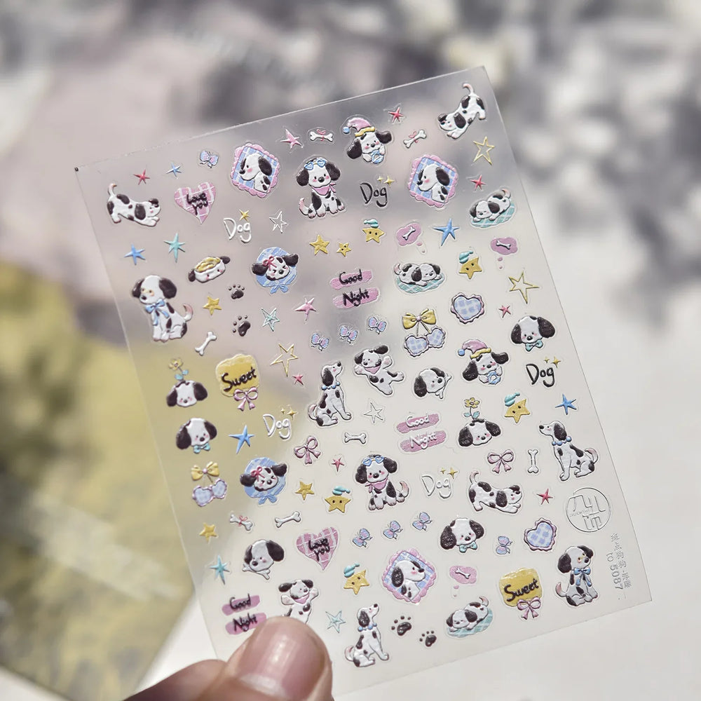 Fruits Apple Strawberry Animals Bear Dog Party Dream Flower Bone Rain Self Adhesive Nail Art Decoration Sticker Manicure Decals (Online Order Only)