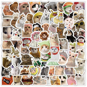 100pcs Cute Kitten Puppy Cartoon Stickers for Scrapbook, Car, Water Bottle, Phone, Kids Toys (Online Order Only)