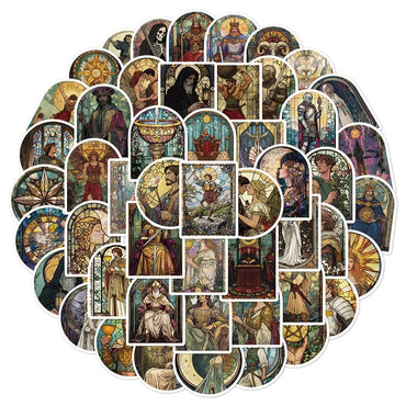 10/50PCS Vintage Tarot Card Graffiti Stickers European Style Goth Divination Decals DIY Skateboard Luggage Laptop Phone Sticker (Online Order Only)