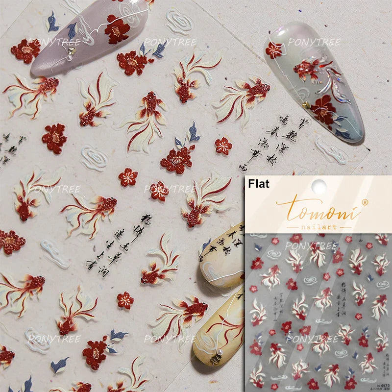 Colourful Ray Jellyfish Otter Cat Mermaid Octopus Starfish Bubbles Conch Shell Bowknot Summer Marine Nail Art Stickers Decals (ONLINE ORDER ONLY)