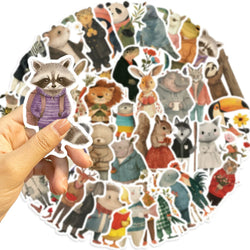 50pcs Vintage Animals Cliparts Stickers Aesthetic Motorcycle Phone Car Skateboard Laptop Sticker Decal Classic Kids Toy (Online Order Only)