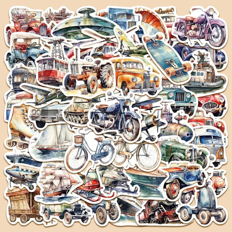 50pcs Retro Travel Tool Graffiti Stickers for Helmet, Wall, DIY Decoration Wholesale (Online Order Only)