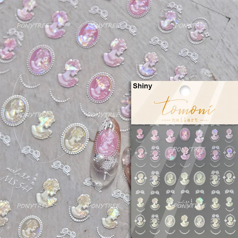 Golden Border Tulip Bloom Flower Bowknot Geometric Frame Metal Workmanship Charming Adhesive Nail Art Sticker Manicure Decals (ONLINE ORDER ONLY)