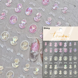 Golden Border Tulip Bloom Flower Bowknot Geometric Frame Metal Workmanship Charming Adhesive Nail Art Sticker Manicure Decals (ONLINE ORDER ONLY)