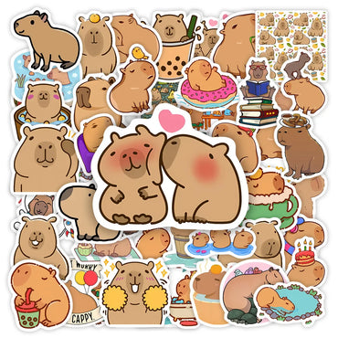 Kawaii Cute Capybara Stickers Funny Animal DIY Toy Gift  Decorative Decal for Phone Luggage Laptop Bottles Scrapbook Waterproof (ONLINE ORDER ONLY)