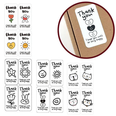 100Pcs Cartoon Thank You Stickers for Gift Packaging, Bouquets, Food, Stationery, Adhesive Labels (ONLINE ORDER ONLY)
