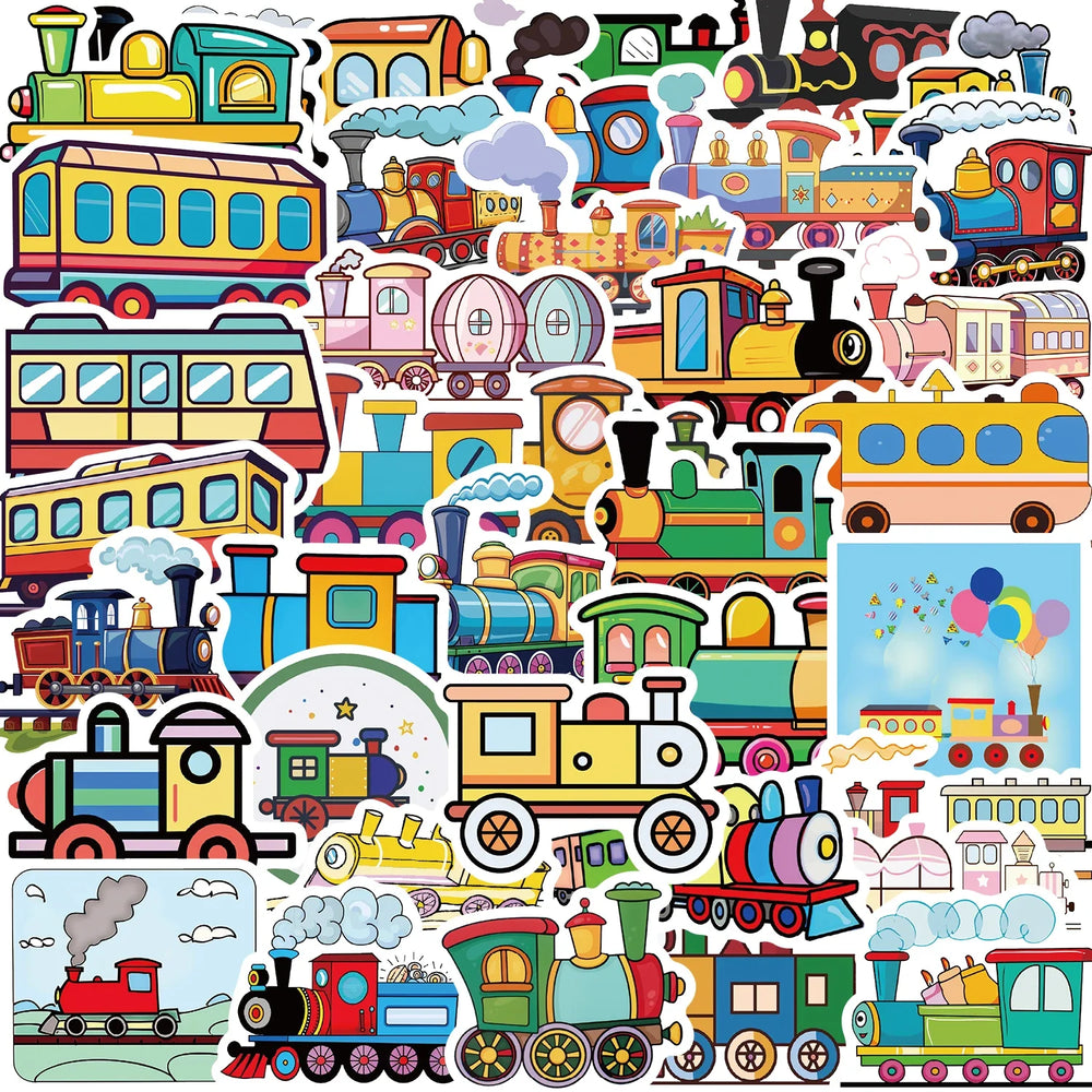 56PCS Cute Cartoon Retro Train Sticker DIY Laptop Luggage Skateboard Graffiti Waterproof Decals Sticker for Kid Toys (ONLINE ORDER ONLY)