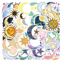Colorful Starry Moon Stickers for Luggage, Laptop, Phone, Helmet - 10/30/55PCS (ONLINE ORDER ONLY)