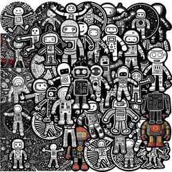 Cartoon Space Robot Stickers for Laptop Phone Suitcase Fridge Bike (Online Order Only)