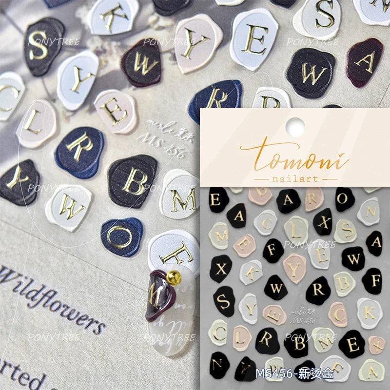 Gold Silver Line Irregular Shape Shiny Rhinestone 5D Bronzing Soft Relief Self Adhesive Nail Art Stickers Nail Decoration Decals (ONLINE ORDER ONLY)