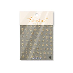 Hot Stamping Romantic White Gold Snowflakes Hexagon Winter 3D Self Adhesive Nail Art Stickers Shiny Rhinestone Manicure Decals (Online Order Only)