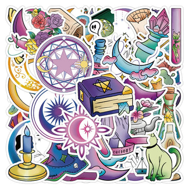 10/30/50/100pcs Cool Cartoon Gothic Magic Stickers Aesthetic Decals Laptop Phone Suitcase Guitar Car Waterproof Sticker Kids Toy (ONLINE ORDER ONLY)