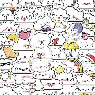 10/30/50PCS Cute Cartoon Clouds Stickers Graffiti Decoration DIY Toys Laptop Skateboard Phone Guitar PVC Waterproof Kids Sticker (ONLINE ORDER ONLY)
