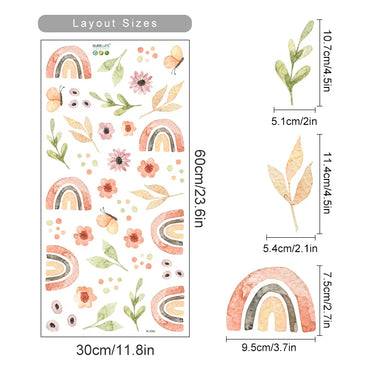 Cartoon Watercolor Floral Leaf Wall Stickers for Kids Room Decor (Online Order Only)