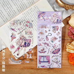 2 Sheets Cute Lolita Girl Decoration Sticker Aesthetics Hand Account DIY Collage Material Kawaii Stationery Scrapbooking Sticker (Online Order Only)