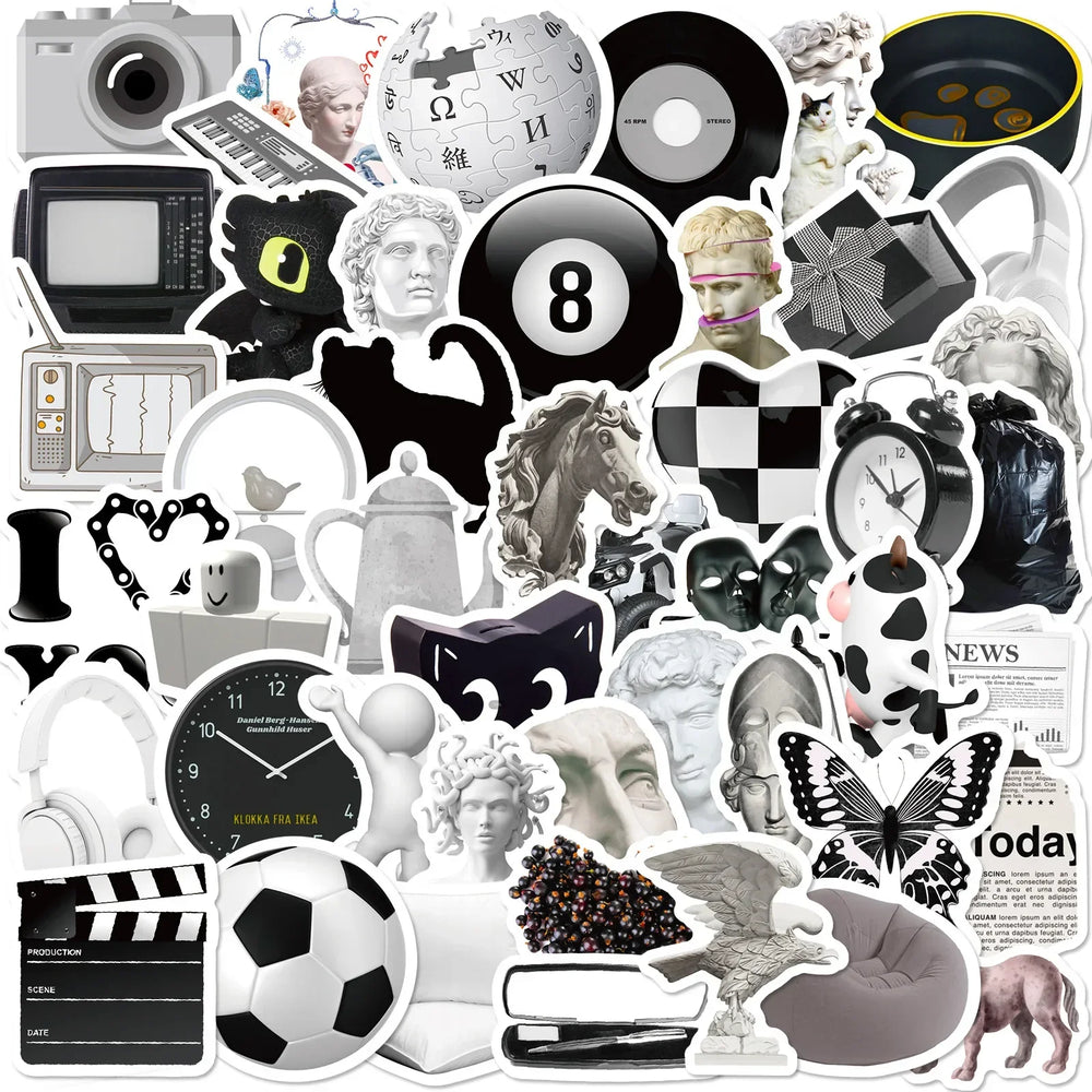Black Graffiti Stickers for DIY Notebook Guitar Laptop Phone Water Bottle Decor (10/25/50pcs) (Online Order Only)