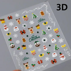 Bronzing Jelly Laser Snowflake Christmas Hot 5D Soft Embossed Relief Self Adhesive Nail Art Decoration Sticker 3D Manicure Decal (ONLINE ORDER ONLY)
