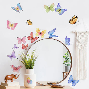 Colorful Flat Butterfly Wall Stickers Creative Home Wall Decor Self-adhesive Kids Room Decoration Bedroom Background Wall Decor (Online Order Only)