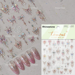 White Black Pink Bowknot Lace Star Pearl Tassel Pendant Shiny 5D Embossed Relief Self Adhesive Nail Art Stickers Manicure Decals (ONLINE ORDER ONLY)