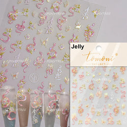 Snake Rose  Flower Chinese Knot Calabash Gourd Peony Good Fortune Self Adhesive Nail Art Stickers Manicure Decals Nail Supplies (ONLINE ORDER ONLY)