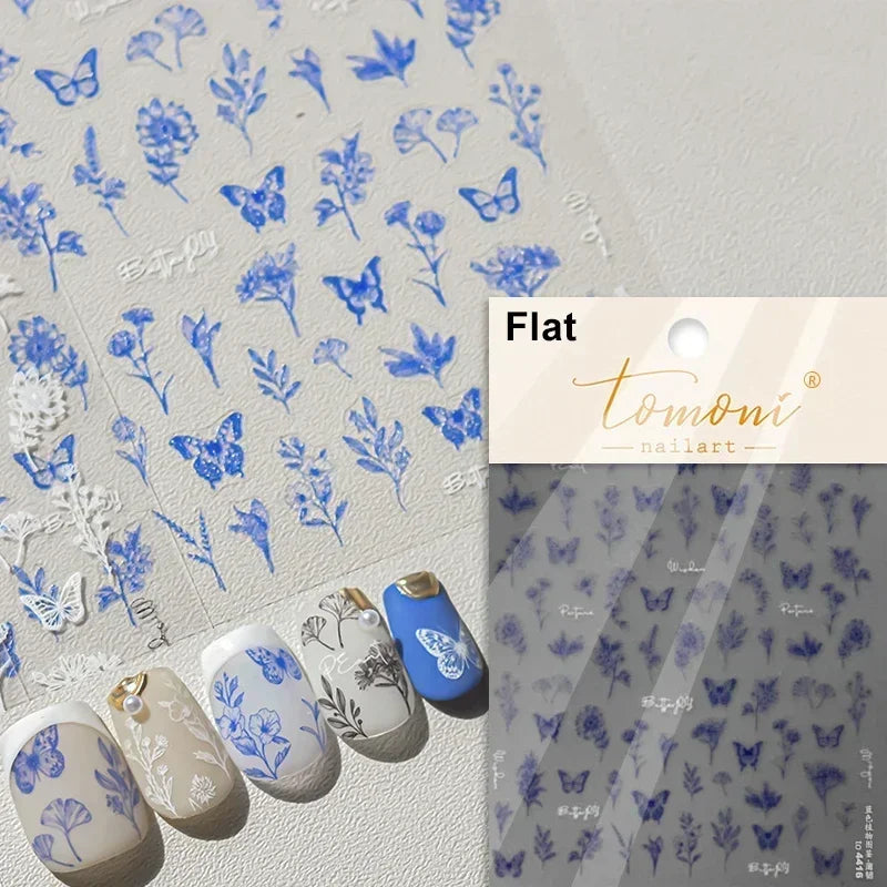 Dreamy Charming Shiny Beautiful Black White Butterfly Flower Love Heart Bowknot 5D Self Adhesive Nail Art Sticker Manicure Decal (ONLINE ORDER ONLY)