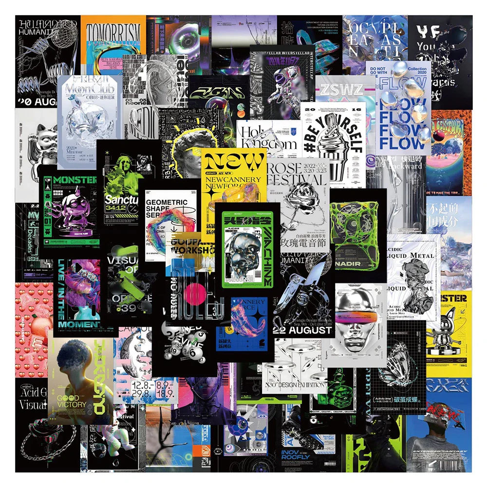 10/30/60pcs Cartoon Harajuku Acid Graphic Stickers Decals Laptop Motorcycle Phone Car Bike Cool Waterproof Sticker for Kids Toys (ONLINE ORDER ONLY)