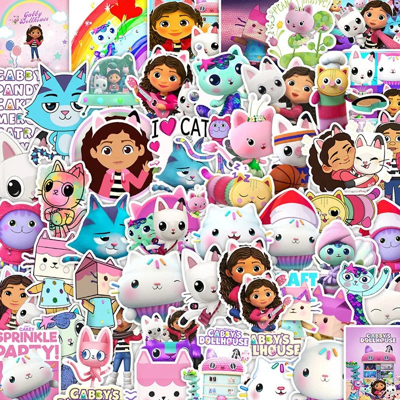 50pcs Gabby's Dollhouse Stickers for Luggage, Water Bottles, Cars, Laptops, Scooters, Refrigerators (ONLINE ORDER ONLY)