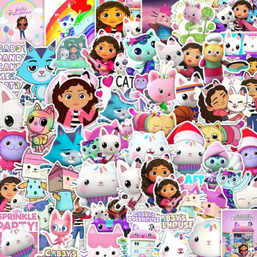 50pcs Gabby's Dollhouse Stickers for Luggage, Water Bottles, Cars, Laptops, Scooters, Refrigerators (ONLINE ORDER ONLY)