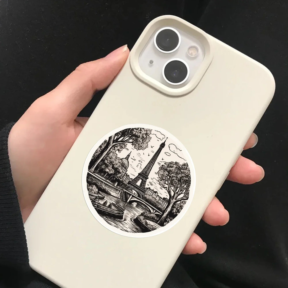 50PCS Black And White Medieval Style Sticker Graffiti Personality Trend Guitar Water Cup Computer Suitcase Sticker Wholesale﻿ (ONLINE ORDER ONLY)
