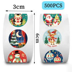 500PCS New Christmas Stickers Roll Small Children Stickers Cute Kawaii Cartoon Packaging Stickers Photocard Decor Lables for Kid (ONLINE ORDER ONLY)