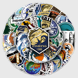 50Pcs Fishing Cartoon Waterproof Vinyl Stickers for Skateboard Snowboard (Online Order Only)